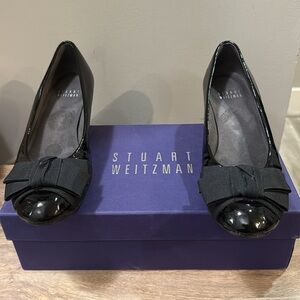 Stuart Weitzman Black Wedges with Bow Detail